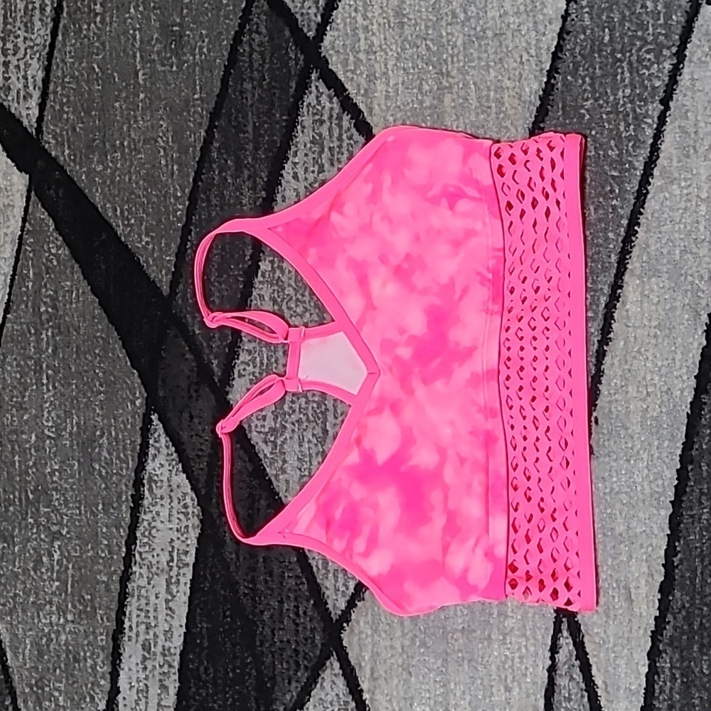VS PINK ULTIMATE WATERCOLOR LIGHTLY LINED CUT-OUT RACERBACK SPORTS BRA